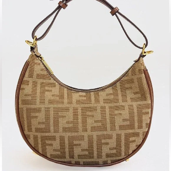 FF Canvas Crescent Shoulder Bag - Picture 1 of 6